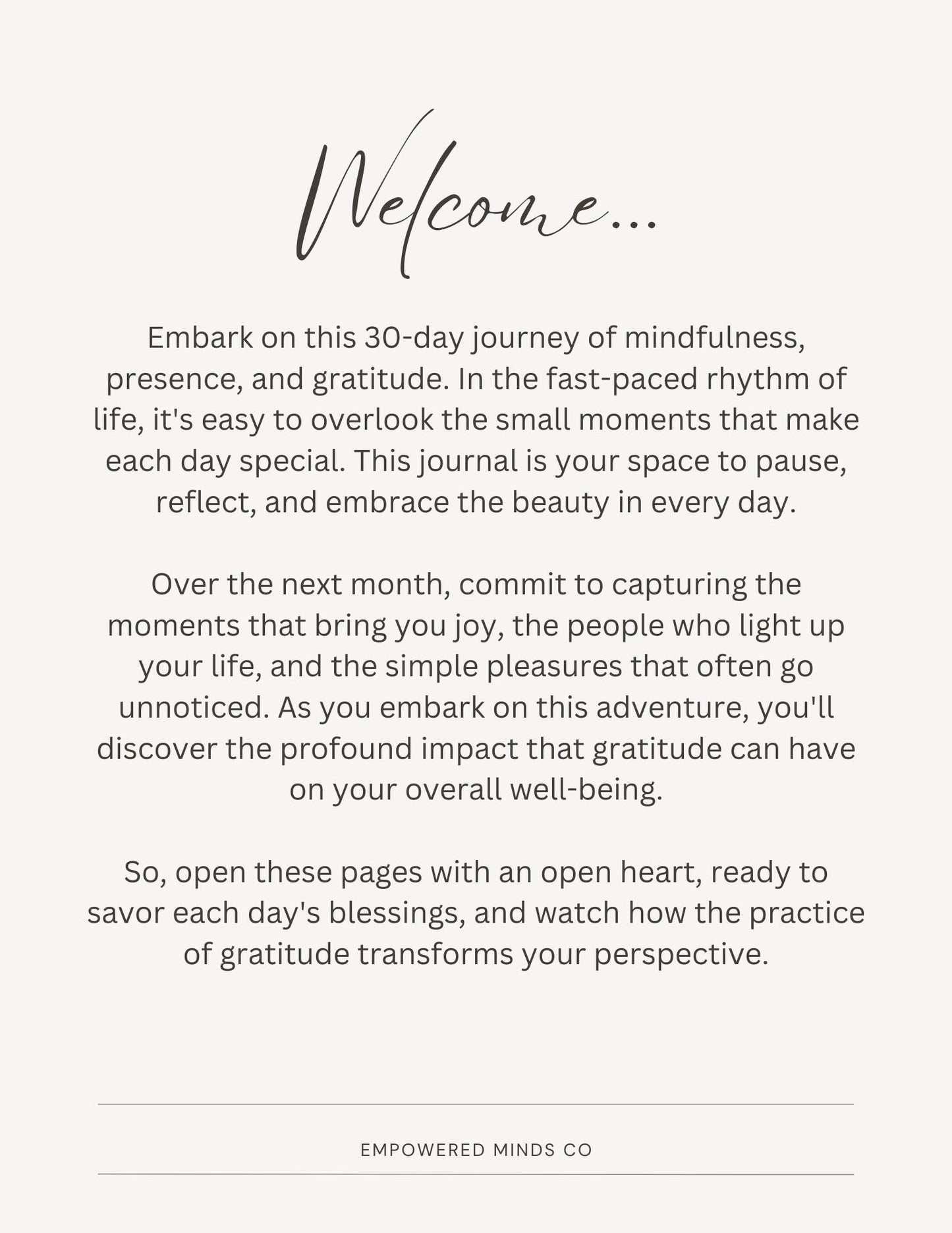 30 Day Gratitude Journal
