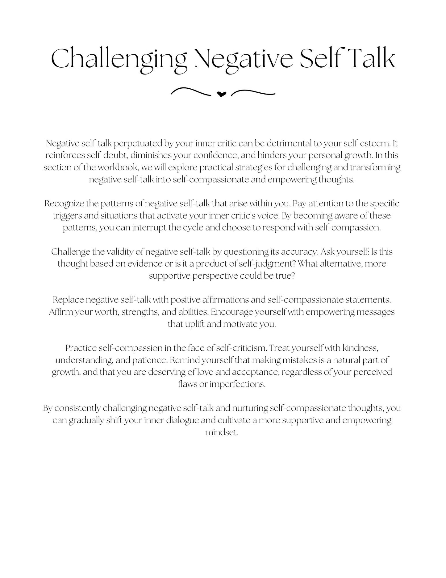 Embracing Your Inner Critic: Self-Compassion Workbook
